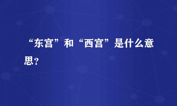 “东宫”和“西宫”是什么意思？