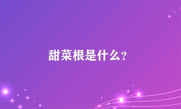 甜菜根是什么？