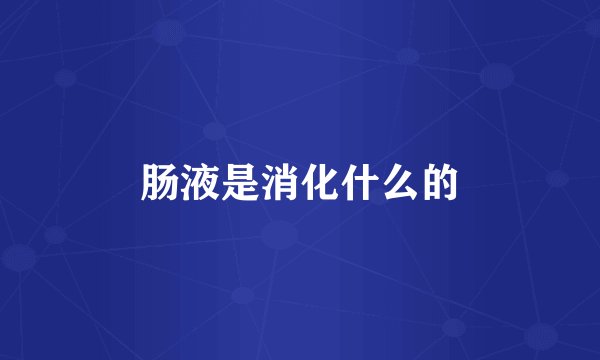 肠液是消化什么的