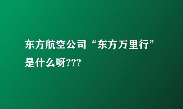 东方航空公司“东方万里行”是什么呀???