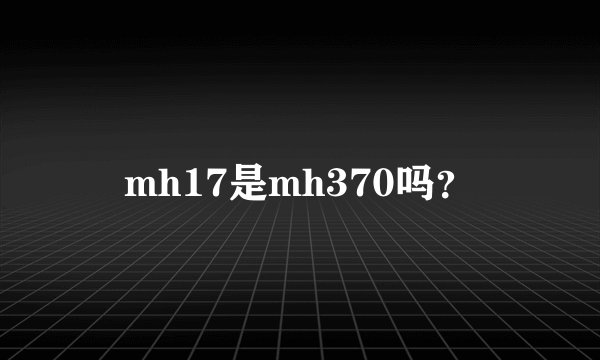 mh17是mh370吗？