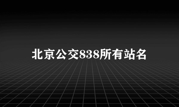 北京公交838所有站名