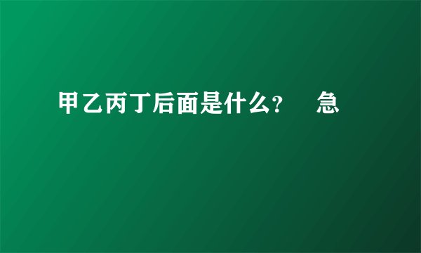甲乙丙丁后面是什么？   急