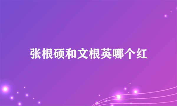 张根硕和文根英哪个红