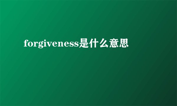 forgiveness是什么意思