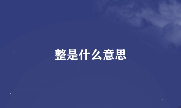 整是什么意思