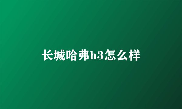 长城哈弗h3怎么样