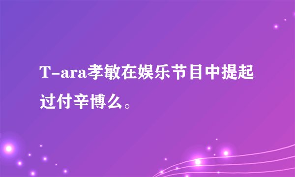 T-ara孝敏在娱乐节目中提起过付辛博么。