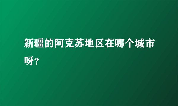 新疆的阿克苏地区在哪个城市呀？