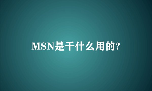 MSN是干什么用的?
