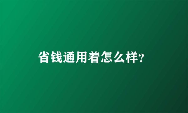 省钱通用着怎么样？