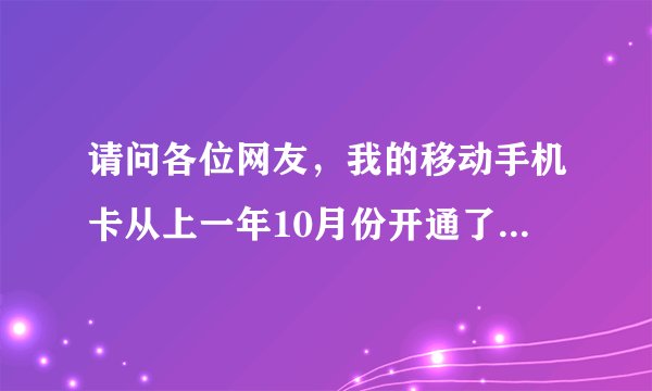 请问各位网友，我的移动手机卡从上一年10月份开通了神州行乐享包业务包括来电显示跟彩铃一共是每月6