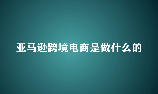 亚马逊跨境电商是做什么的