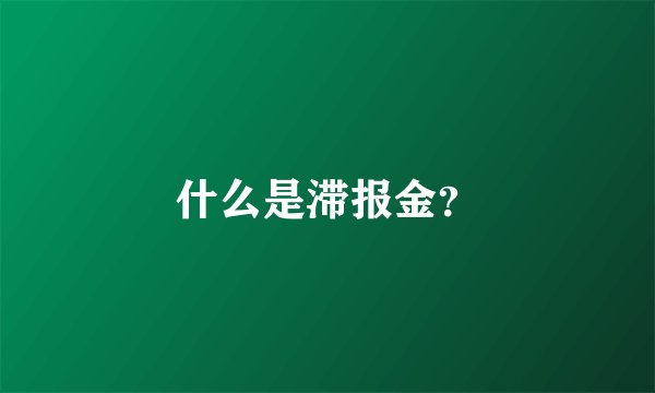 什么是滞报金？