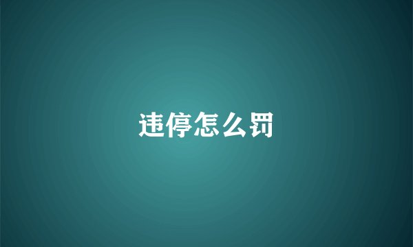 违停怎么罚