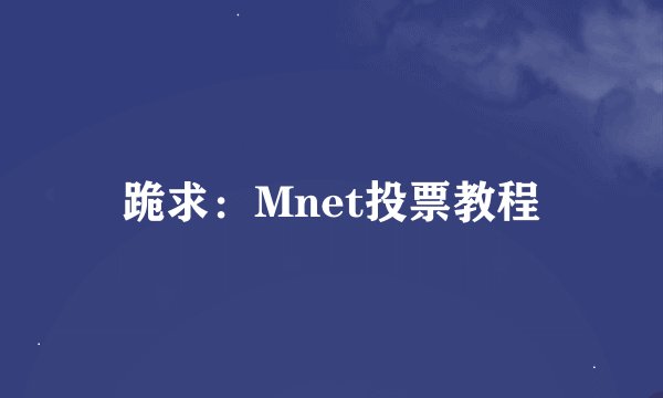 跪求：Mnet投票教程