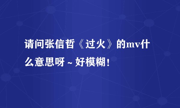 请问张信哲《过火》的mv什么意思呀～好模糊！