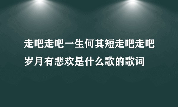 走吧走吧一生何其短走吧走吧岁月有悲欢是什么歌的歌词