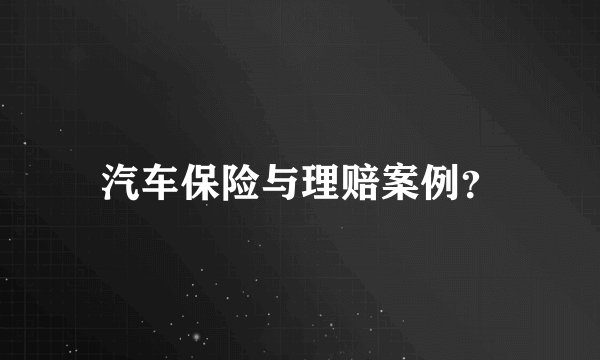 汽车保险与理赔案例？