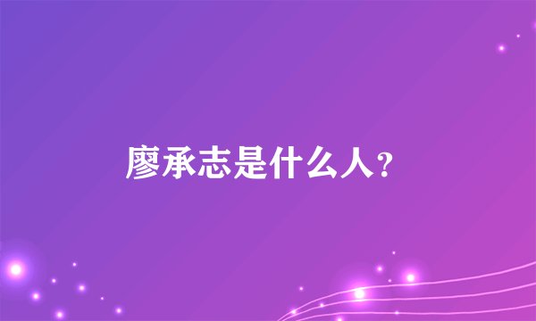 廖承志是什么人？