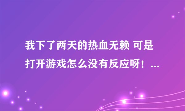 我下了两天的热血无赖 可是打开游戏怎么没有反应呀！！什么都不显示！请问这是怎么了？是没有下载好吗？