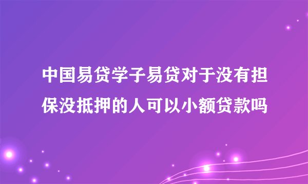中国易贷学子易贷对于没有担保没抵押的人可以小额贷款吗