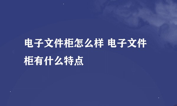 电子文件柜怎么样 电子文件柜有什么特点