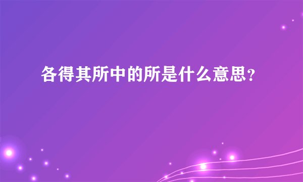 各得其所中的所是什么意思？