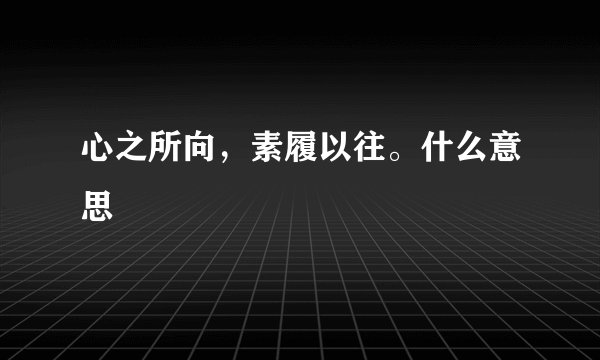 心之所向，素履以往。什么意思