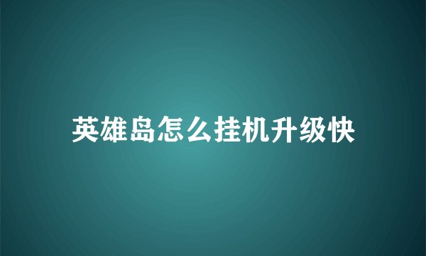 英雄岛怎么挂机升级快