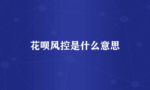 花呗风控是什么意思