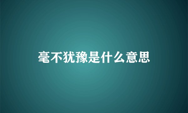 毫不犹豫是什么意思