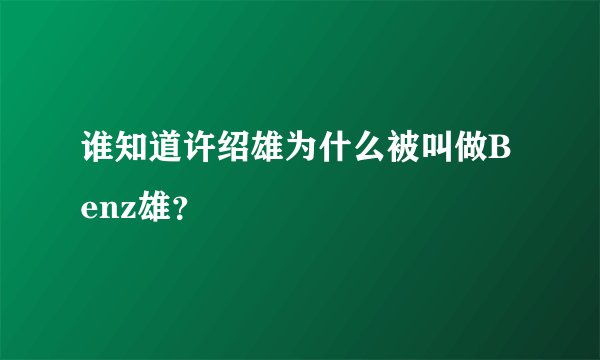 谁知道许绍雄为什么被叫做Benz雄？