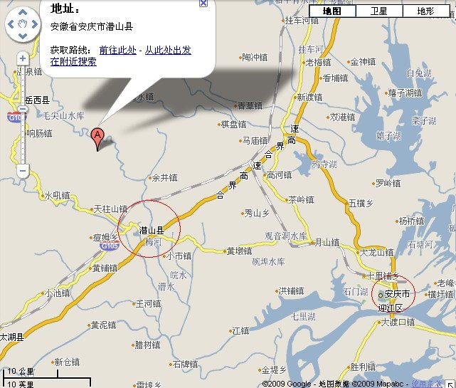 潜山县在安庆地图上具体位置