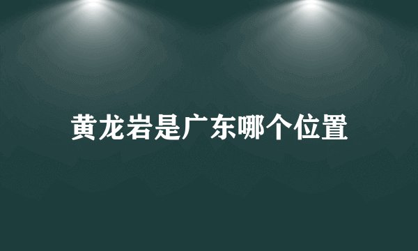 黄龙岩是广东哪个位置