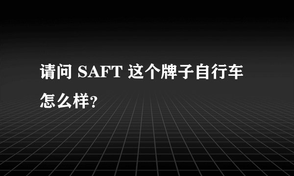 请问 SAFT 这个牌子自行车怎么样？