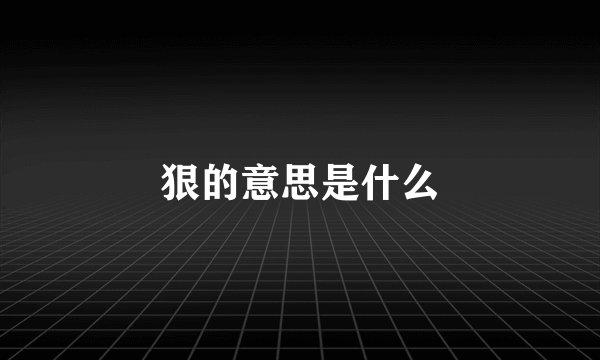 狠的意思是什么