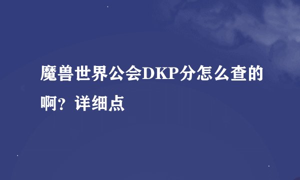 魔兽世界公会DKP分怎么查的啊？详细点