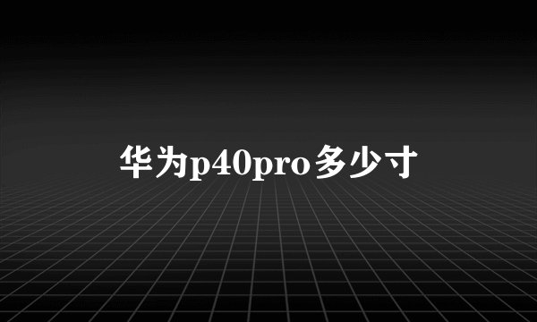 华为p40pro多少寸