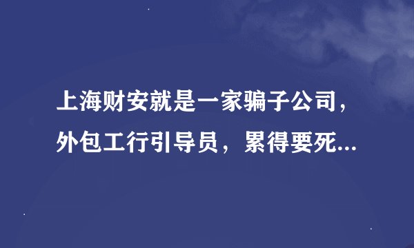 上海财安就是一家骗子公司，外包工行引导员，累得要死，还拖欠工资，无法定节假日