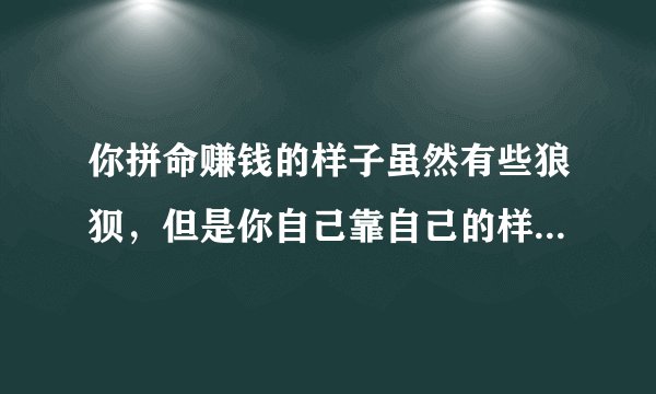 你拼命赚钱的样子虽然有些狼狈，但是你自己靠自己的样子真的很美，这是什么歌