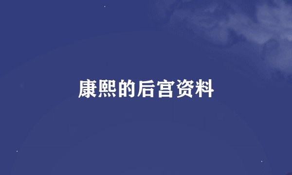 康熙的后宫资料