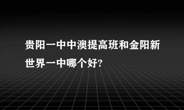 贵阳一中中澳提高班和金阳新世界一中哪个好?