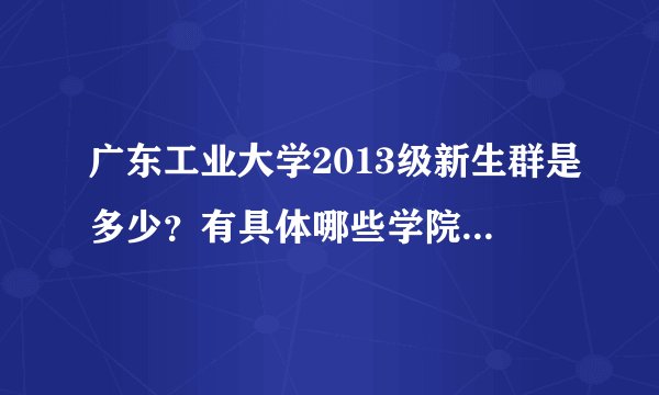 广东工业大学2013级新生群是多少？有具体哪些学院的吗？想提前了解下广工的情况。