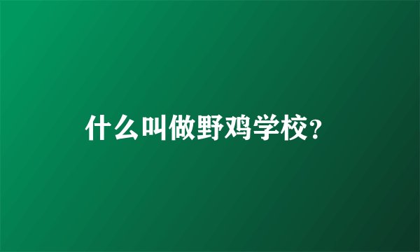什么叫做野鸡学校？
