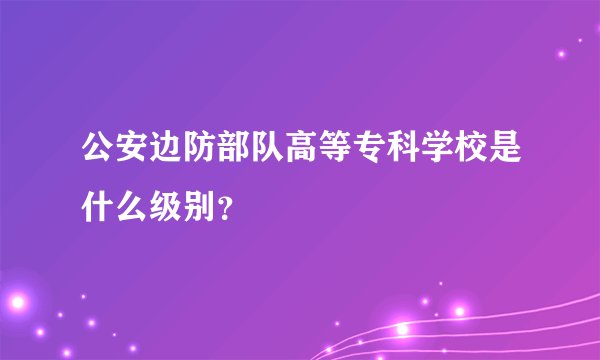 公安边防部队高等专科学校是什么级别？