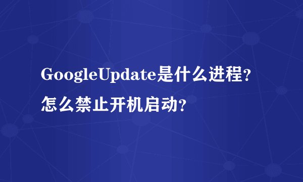 GoogleUpdate是什么进程？怎么禁止开机启动？