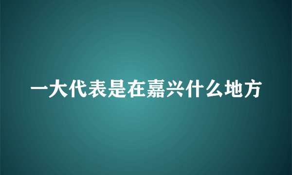 一大代表是在嘉兴什么地方