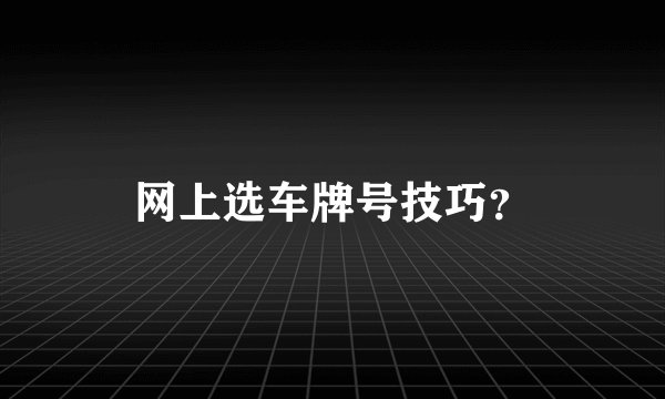 网上选车牌号技巧？