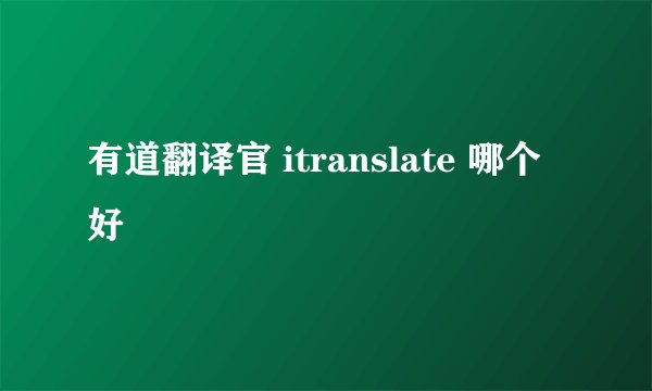 有道翻译官 itranslate 哪个好